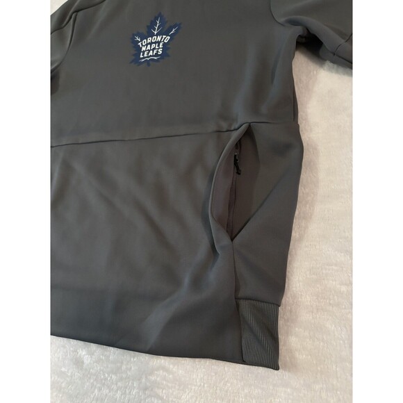 Adidas Toronto Maple Leafs Mens Medium Crew Neck Sweatshirt Logo Gray Zip Pocket - Picture 4 of 7